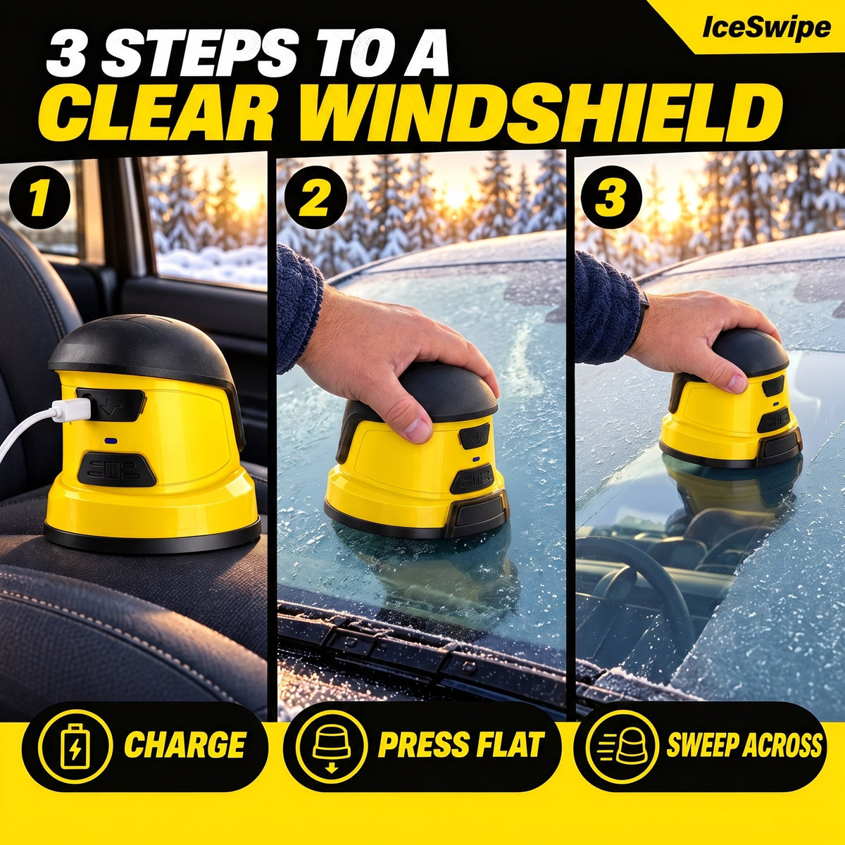 3 steps to a clear windshield with IceSwipe